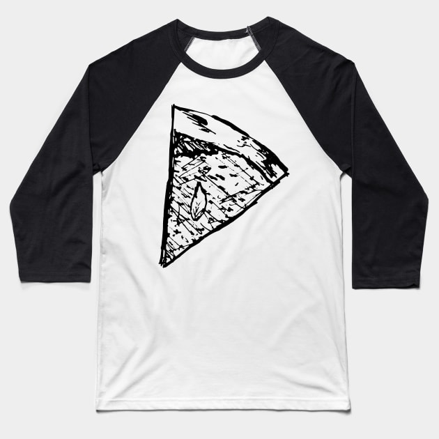 Sketch ink pizza slice Baseball T-Shirt by InkyArt